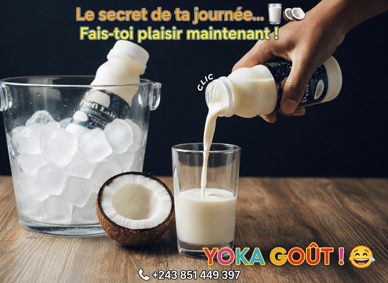 Prefi Lait servi frais avec des glaçons