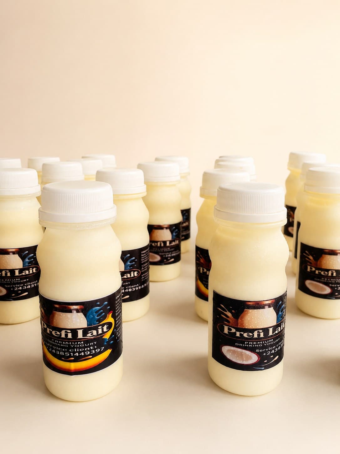 Bouteilles Prefi Lait, yaourt à boire premium saveur banane